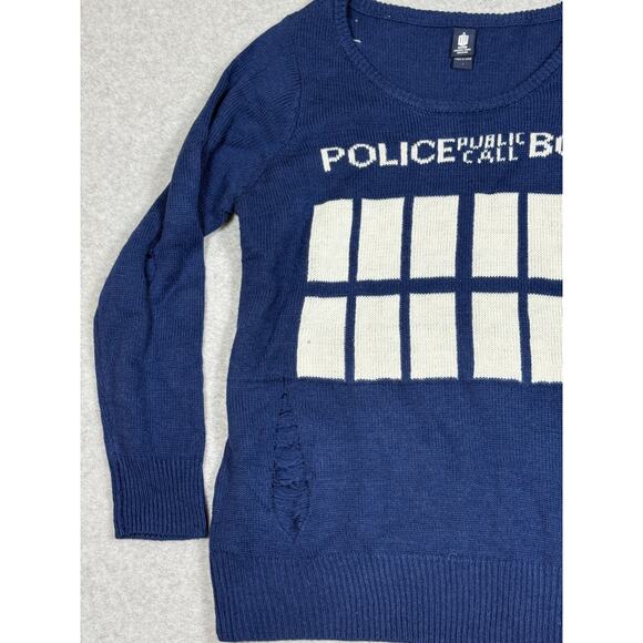 Doctor Who Womens Plus Size 1 Distressed Tardis Pullover Sweater - Picture 7 of 7
